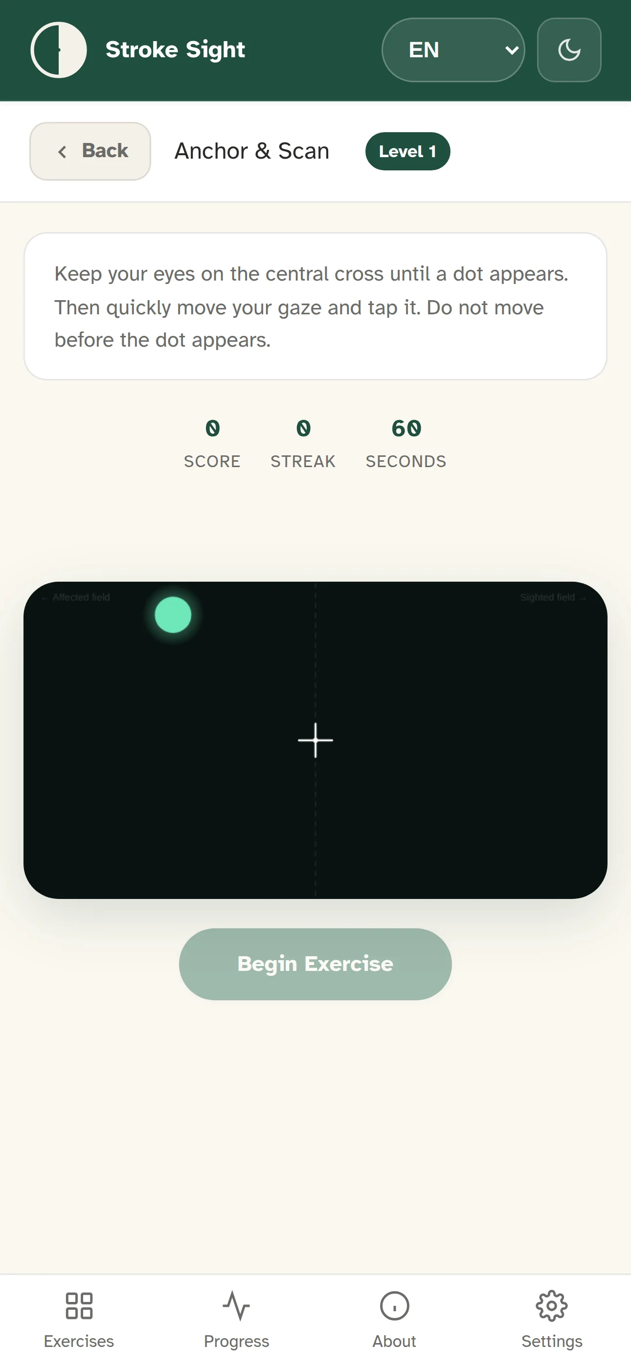 Stroke Sight scanning exercise in progress